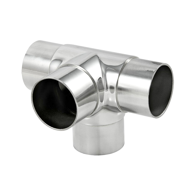 Stianless Steel 90° Four Way Flush Tee 4-Way Handrail Connector 