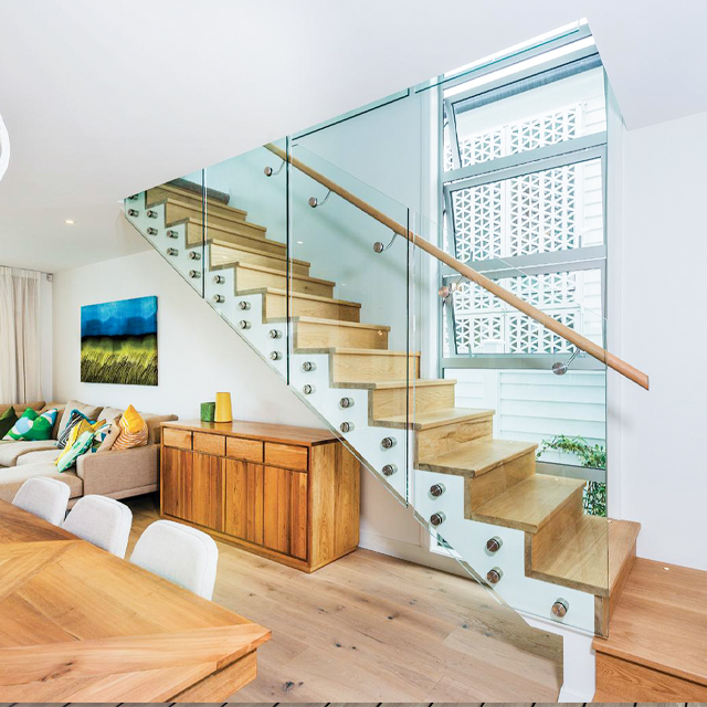 Staircase Terrace frameless glass standoff Railing