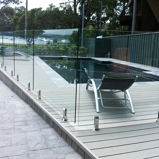 Minimalistic Transparent Balcony Poolside Frameless Stainless Steel Spigot Glass Railing